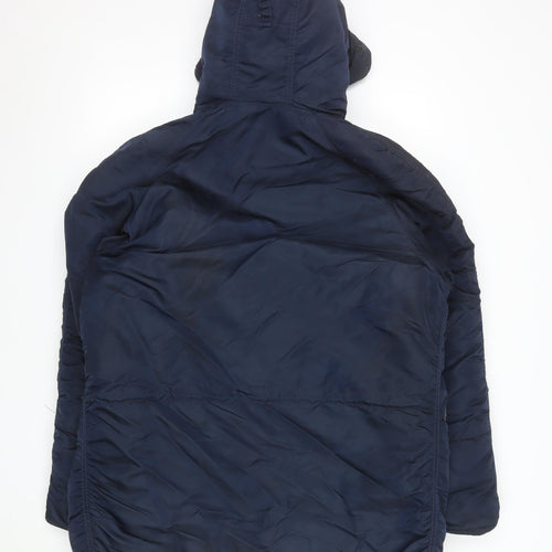 Alpha Industries Men’s Blue Hooded Parka Jacket Size M Winter Coat