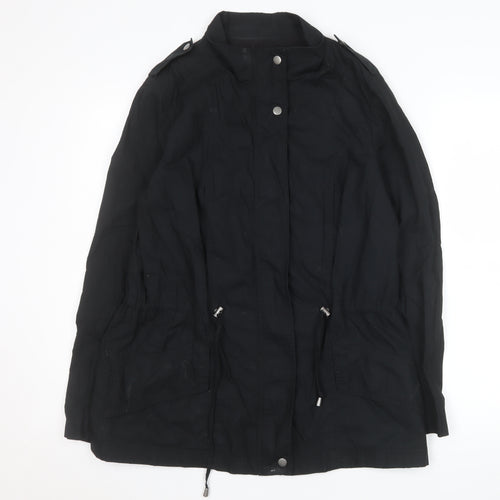 Zara Women's Black Parka Jacket Size 12 Mid-Length Casual