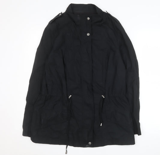 Zara Women's Black Parka Jacket Size 12 Mid-Length Casual