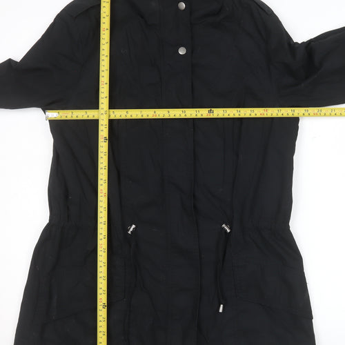 Zara Women's Black Parka Jacket Size 12 Mid-Length Casual
