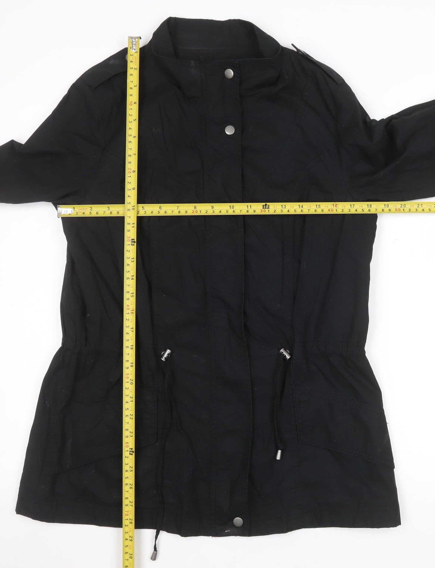 Zara Women's Black Parka Jacket Size 12 Mid-Length Casual