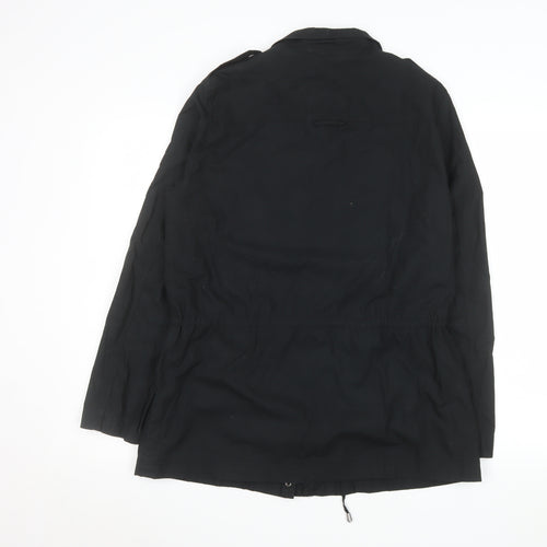 Zara Women's Black Parka Jacket Size 12 Mid-Length Casual