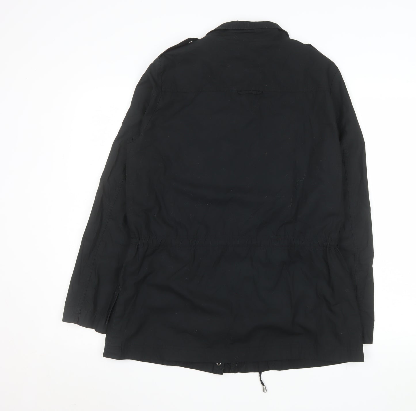 Zara Women's Black Parka Jacket Size 12 Mid-Length Casual