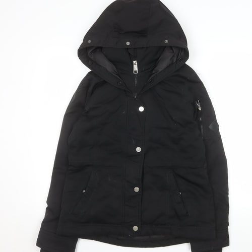 Hollister Women Black M Hooded Puffer Jacket Down Winter Coat