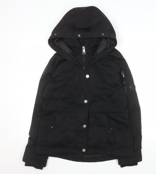 Hollister Women Black M Hooded Puffer Jacket Down Winter Coat