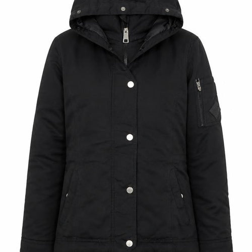 Hollister Women Black M Hooded Puffer Jacket Down Winter Coat