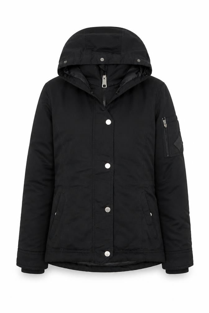 Hollister Women Black M Hooded Puffer Jacket Down Winter Coat