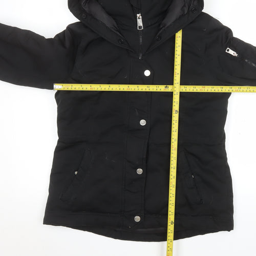 Hollister Women Black M Hooded Puffer Jacket Down Winter Coat