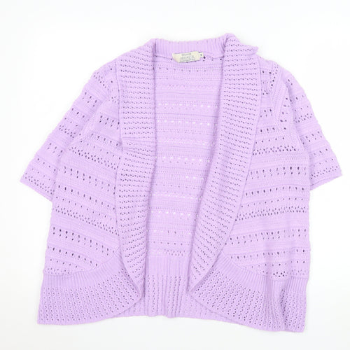 Honor Millburn Women's Purple Open Knit Short Sleeve Cardigan M