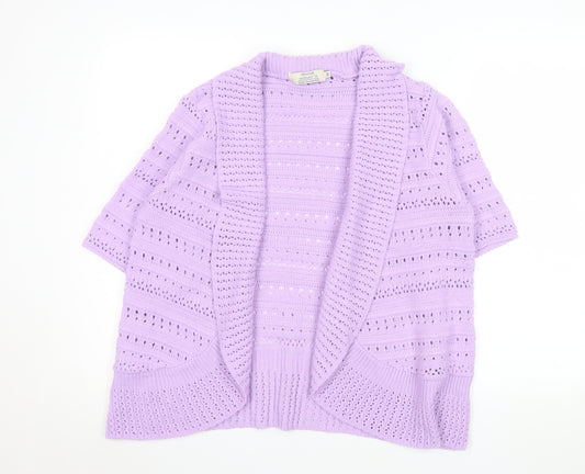 Honor Millburn Women's Purple Open Knit Short Sleeve Cardigan M