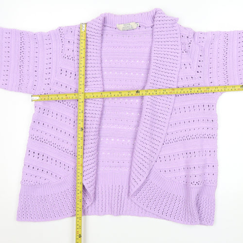 Honor Millburn Women's Purple Open Knit Short Sleeve Cardigan M