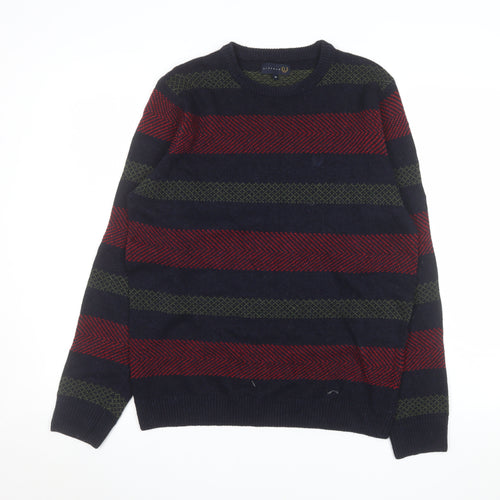 Lincoln Men's Multicoloured Wool Blend Striped Pullover Jumper Size M