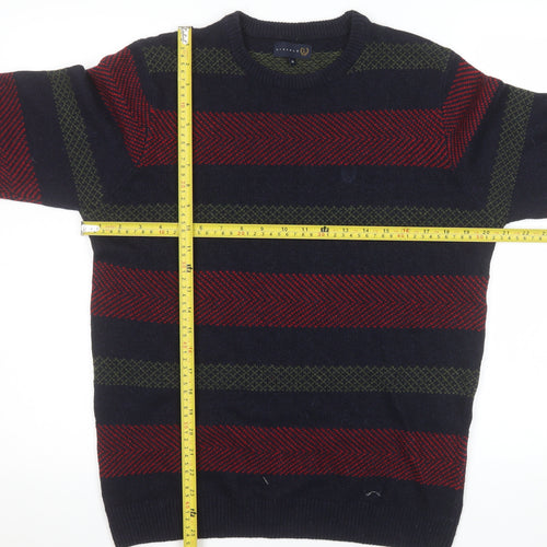 Lincoln Men's Multicoloured Wool Blend Striped Pullover Jumper Size M
