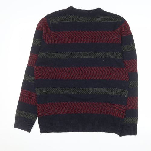 Lincoln Men's Multicoloured Wool Blend Striped Pullover Jumper Size M