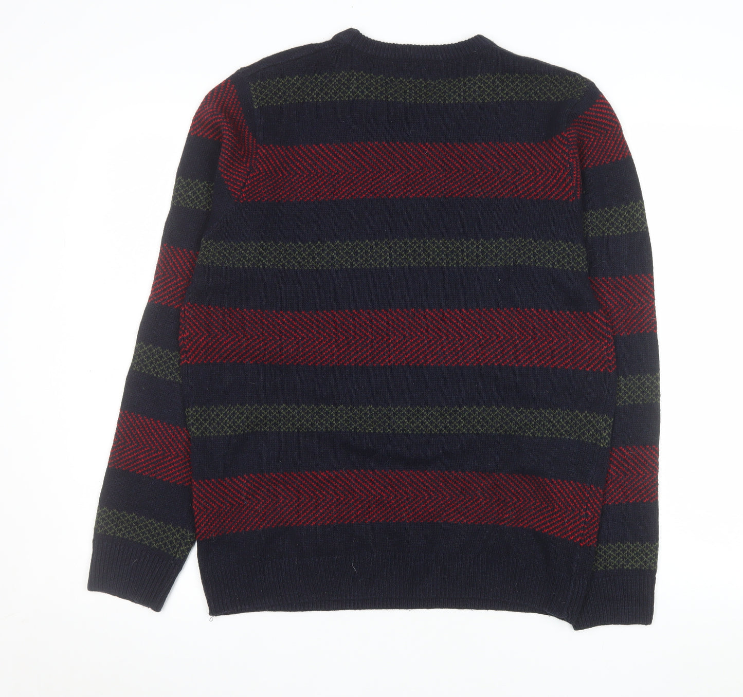 Lincoln Men's Multicoloured Wool Blend Striped Pullover Jumper Size M