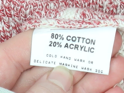 Common Sons Men's Red Striped Cotton Crew Neck Jumper Size L