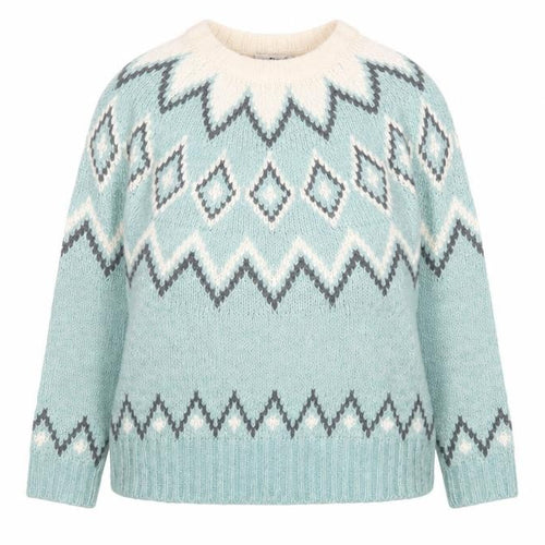 Next Women Blue Fair Isle Knit Jumper Size 14 Crew Neck