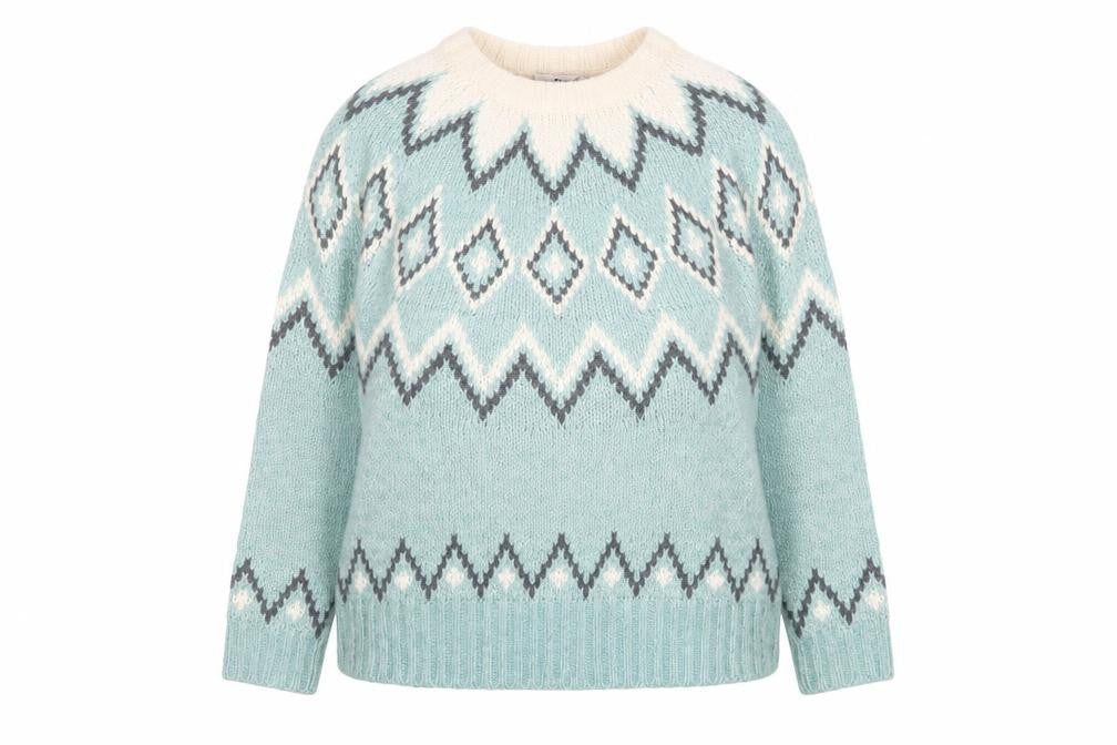 Next Women Blue Fair Isle Knit Jumper Size 14 Crew Neck