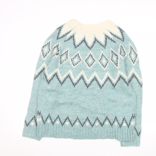 Next Women Blue Fair Isle Knit Jumper Size 14 Crew Neck