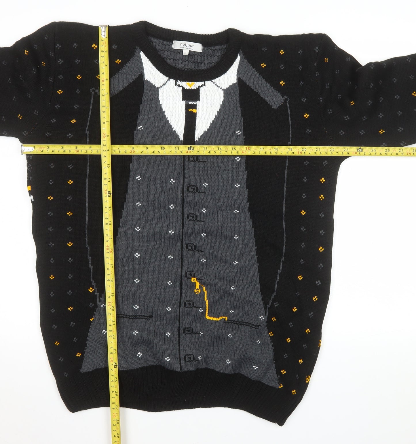 Notjust Men's Black XL Pullover Christmas Suit Graphic Jumper