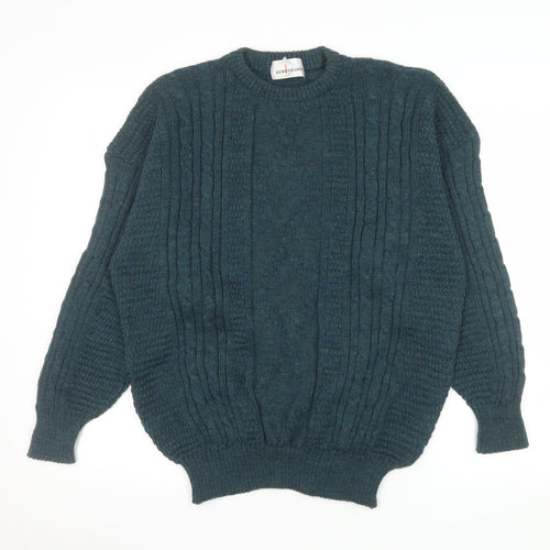 Debenhams Men’s Green Wool Cable-Knit Crew Neck Jumper L