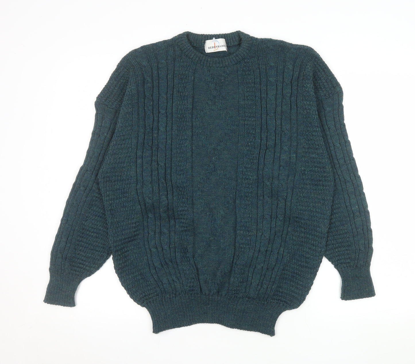 Debenhams Men’s Green Wool Cable-Knit Crew Neck Jumper L