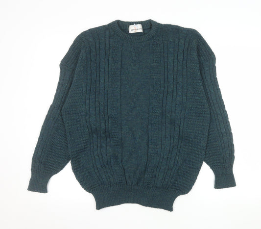 Debenhams Men’s Green Wool Cable-Knit Crew Neck Jumper L