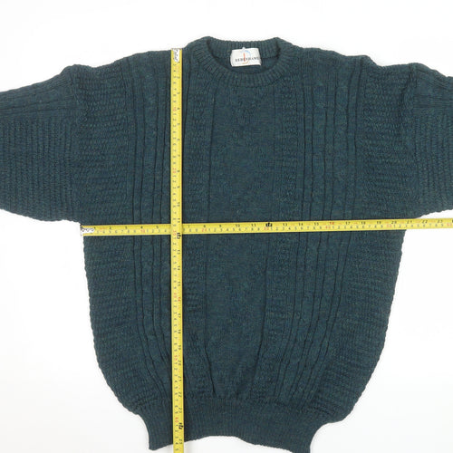 Debenhams Men’s Green Wool Cable-Knit Crew Neck Jumper L