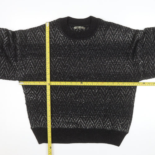 Biba Womens Black Metallic Knit Crew Neck Pullover Jumper Size M