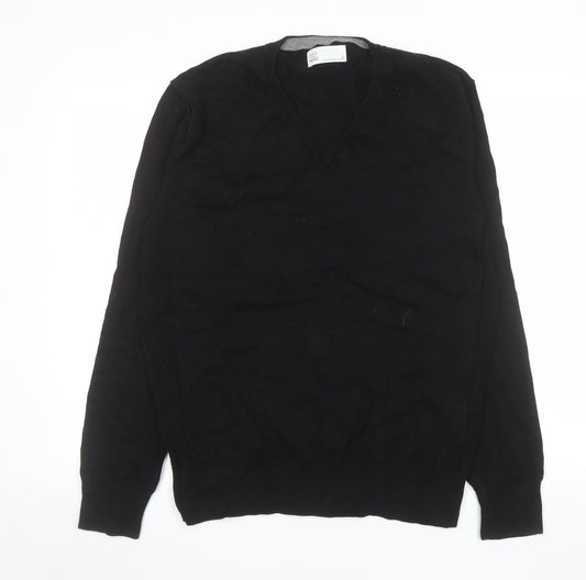 Next Men's Black L V-Neck Cotton Jumper Casual Knitwear