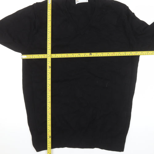 Next Men's Black L V-Neck Cotton Jumper Casual Knitwear