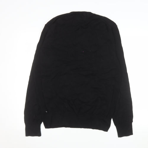 Next Men's Black L V-Neck Cotton Jumper Casual Knitwear