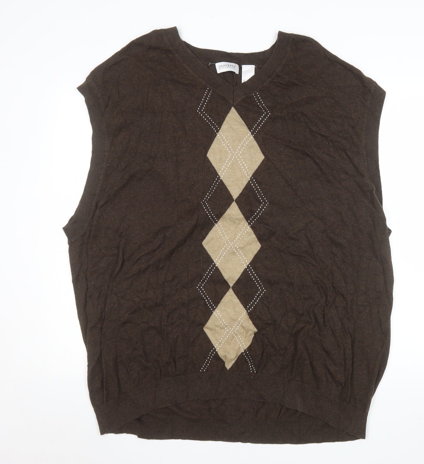 Concepts by Claiborne Men's Brown Argyle Cotton 3XL Vest Jumper