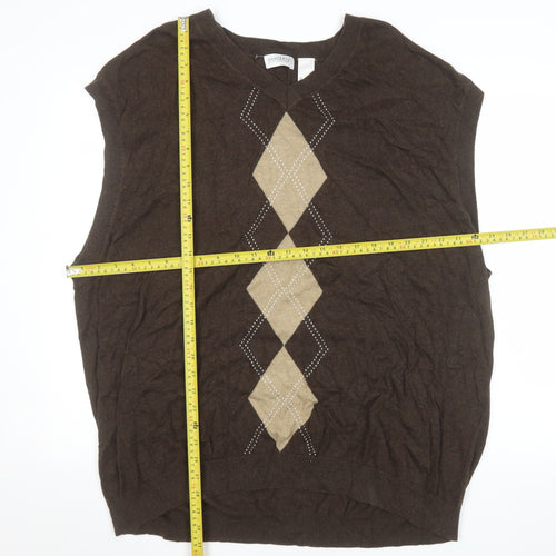 Concepts by Claiborne Men's Brown Argyle Cotton 3XL Vest Jumper