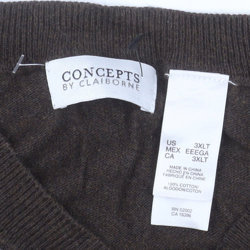 Concepts by Claiborne Men's Brown Argyle Cotton 3XL Vest Jumper