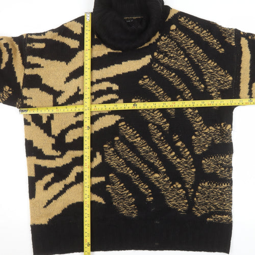 Roman Women’s Black Animal Print Roll Neck Pullover Jumper Size 14