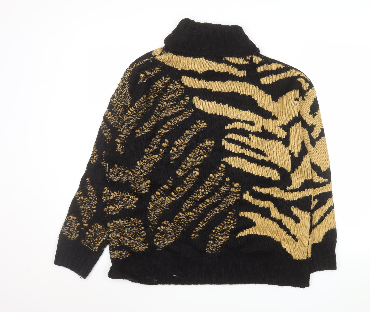 Roman Women’s Black Animal Print Roll Neck Pullover Jumper Size 14