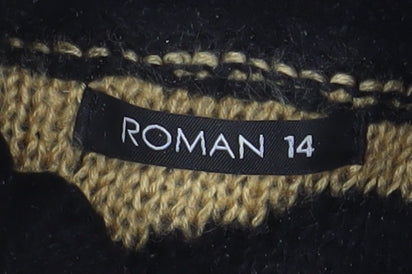 Roman Women’s Black Animal Print Roll Neck Pullover Jumper Size 14