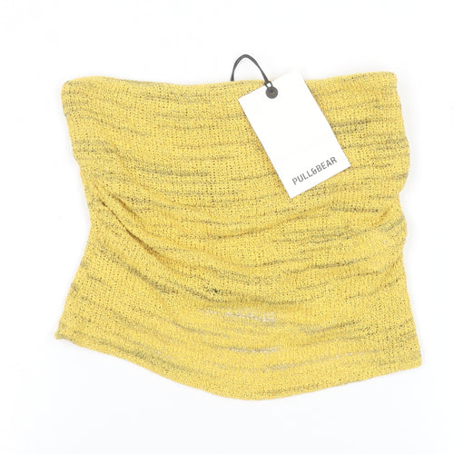 Pull&Bear Women’s Yellow Knit Strapless Camisole Tank Top S