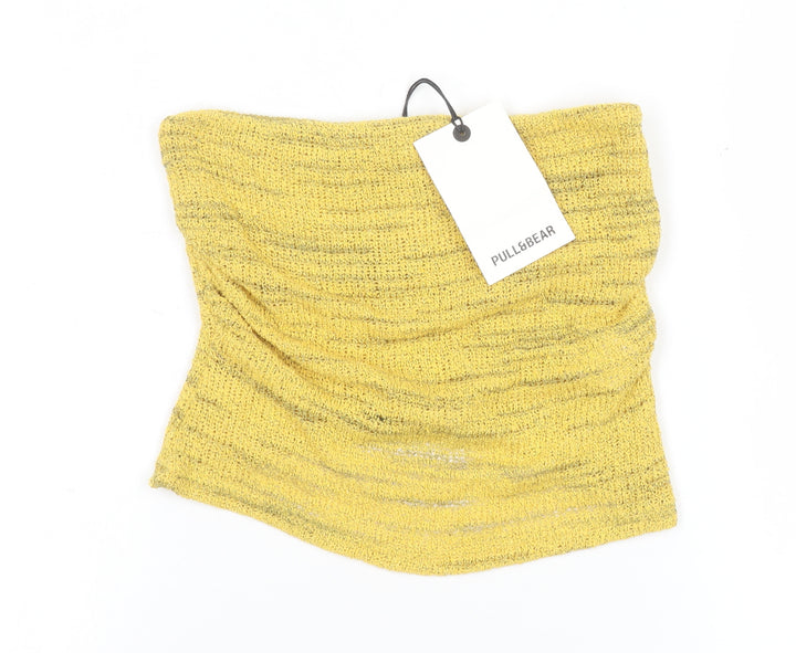Pull&Bear Women’s Yellow Knit Strapless Camisole Tank Top S