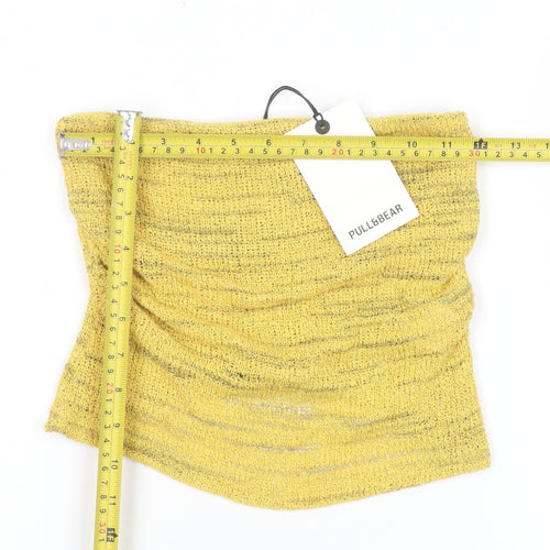 Pull&Bear Women’s Yellow Knit Strapless Camisole Tank Top S