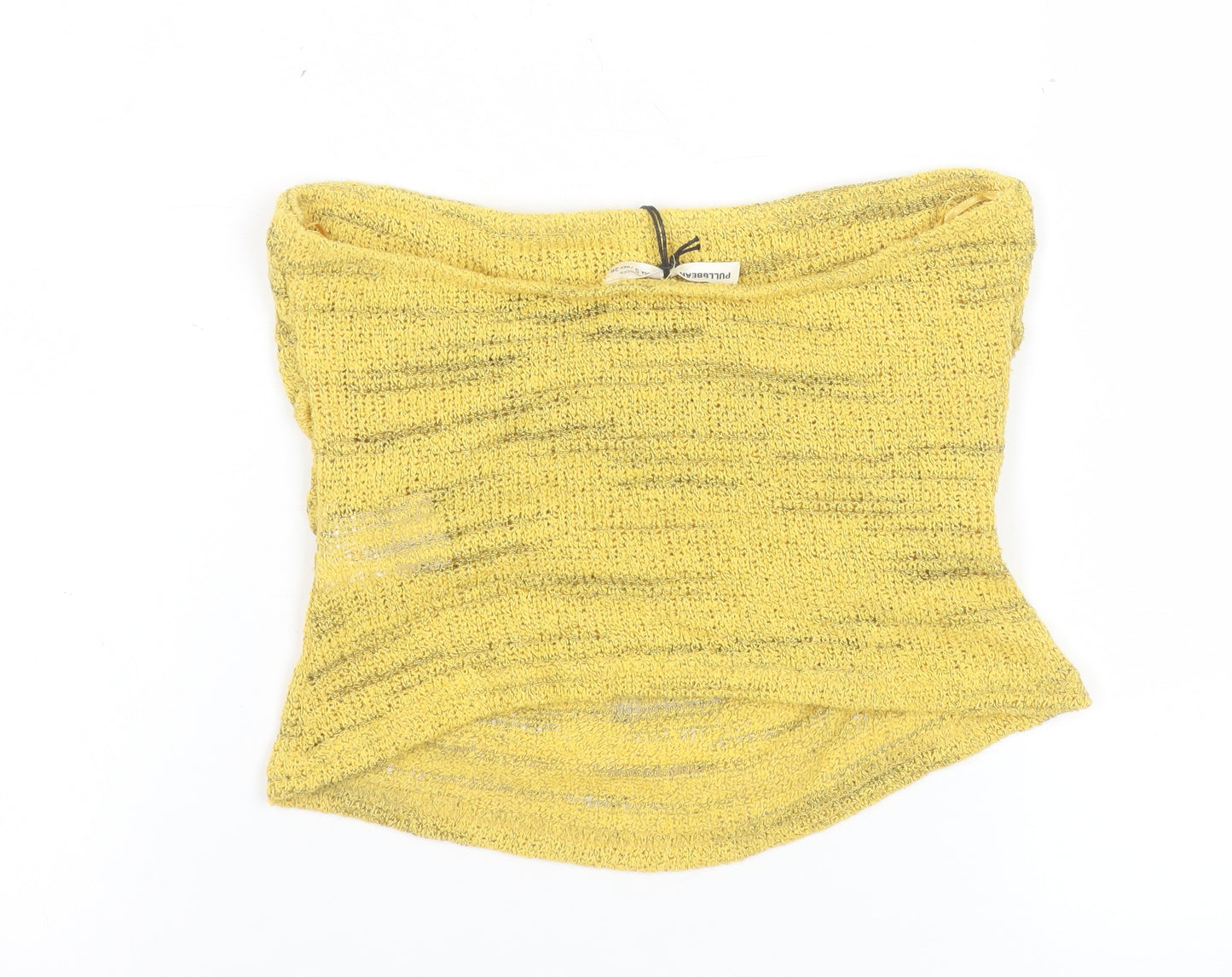 Pull&Bear Women’s Yellow Knit Strapless Camisole Tank Top S