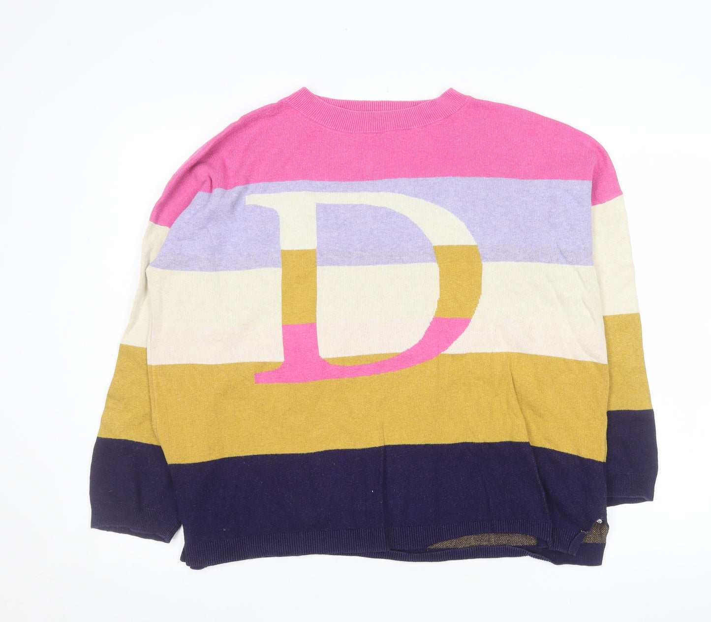 White Stuff Women’s Multicoloured L Striped Crew Neck Cotton Jumper