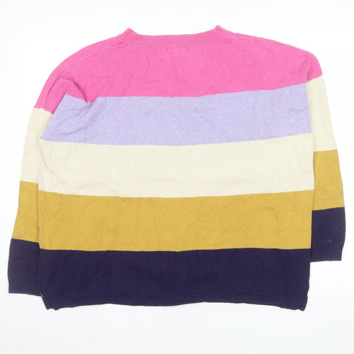 White Stuff Women’s Multicoloured L Striped Crew Neck Cotton Jumper
