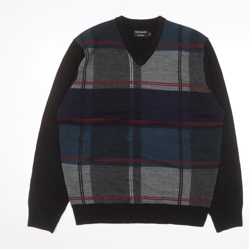 Greenwoods Men’s Multicoloured V-Neck Check Jumper Size M