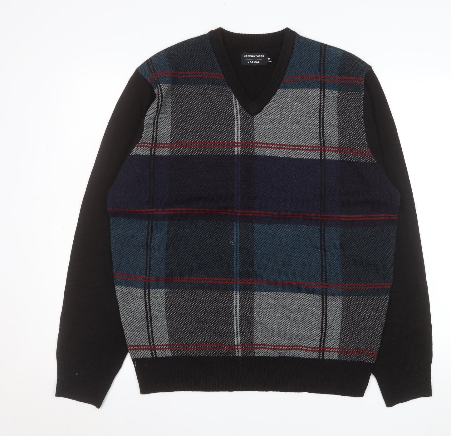 Greenwoods Men’s Multicoloured V-Neck Check Jumper Size M