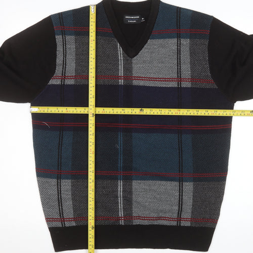 Greenwoods Men’s Multicoloured V-Neck Check Jumper Size M