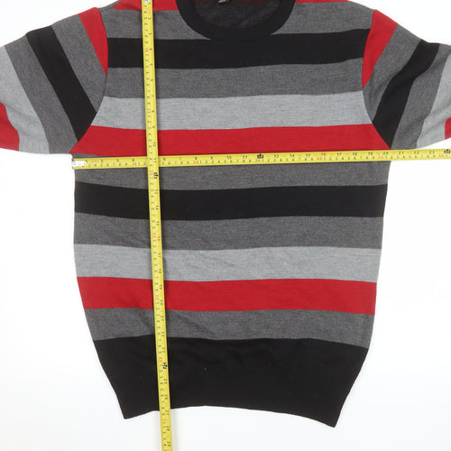 Swiss Cross Men's Multicoloured Striped Pullover Jumper L