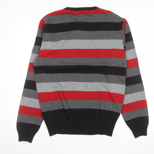 Swiss Cross Men's Multicoloured Striped Pullover Jumper L