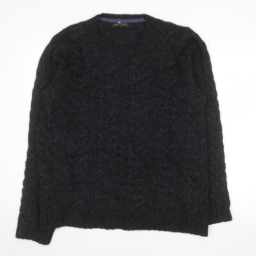 Banana Republic Men's Black XL Cable-Knit Cotton Wool Jumper